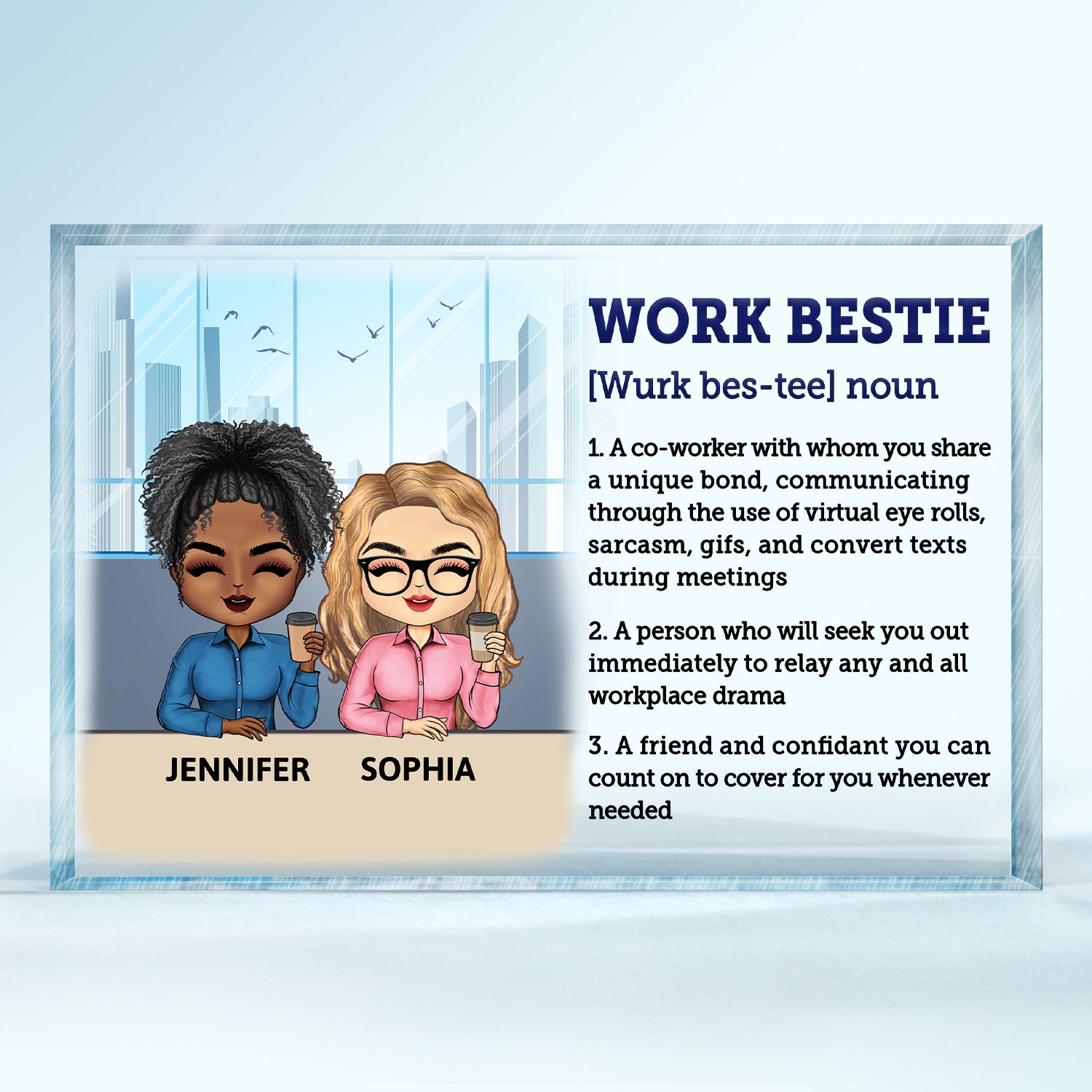 Work Bestie Definition Unique Bond - Funny, Anniversary, Birthday Gifts For Colleagues, Coworker, Besties - Personalized Custom Rectangle Shaped Acrylic Plaque