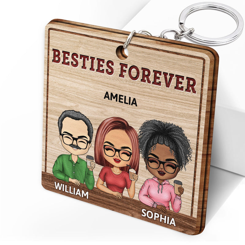 Our Laughs Are Limitless - Funny, Anniversary, Birthday Gifts For Best Friends, Besties - Personalized Custom Wooden Keychain