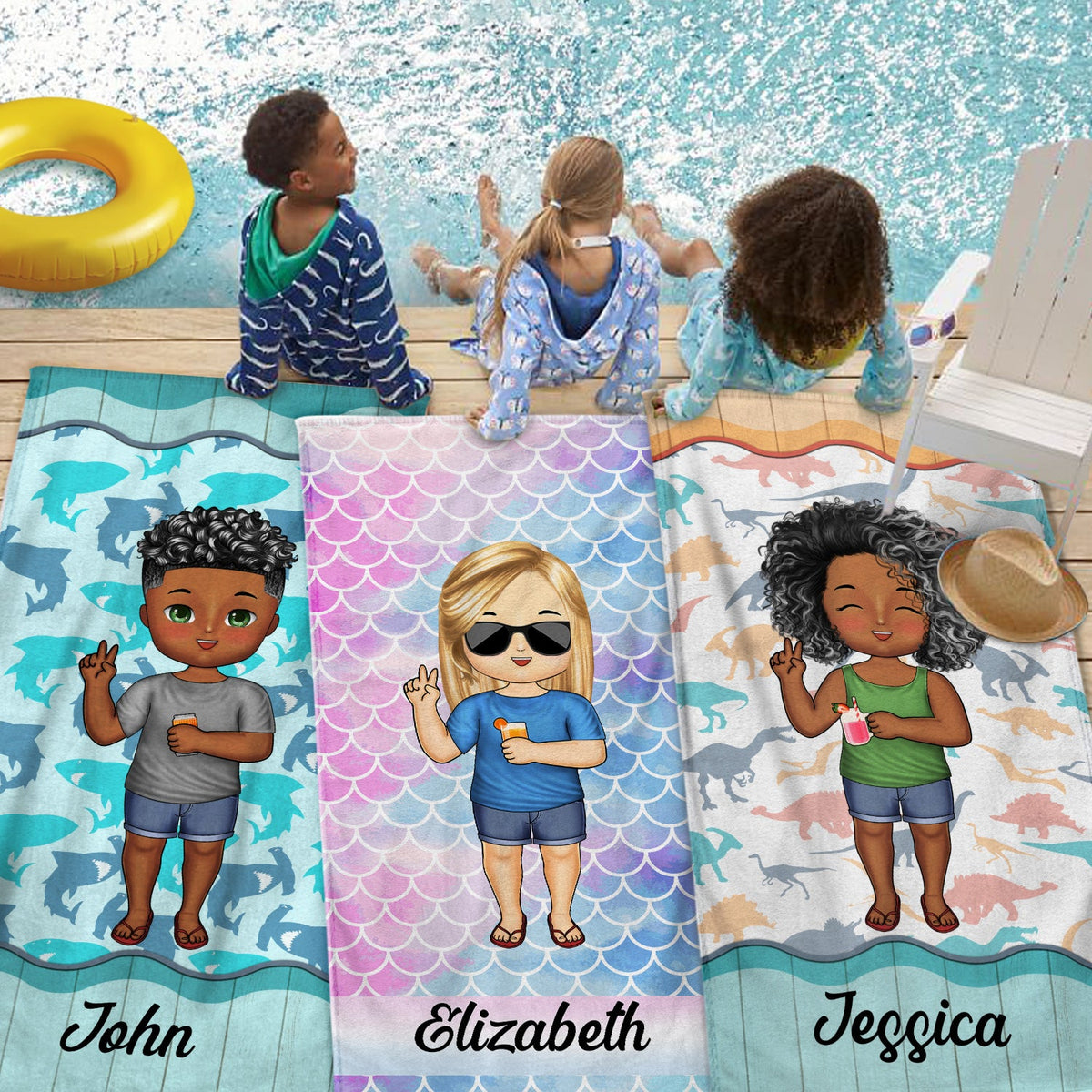 Funny Kids Baby On The Beach - Gift For Children, Grandkids - Personalized Custom Beach Towel