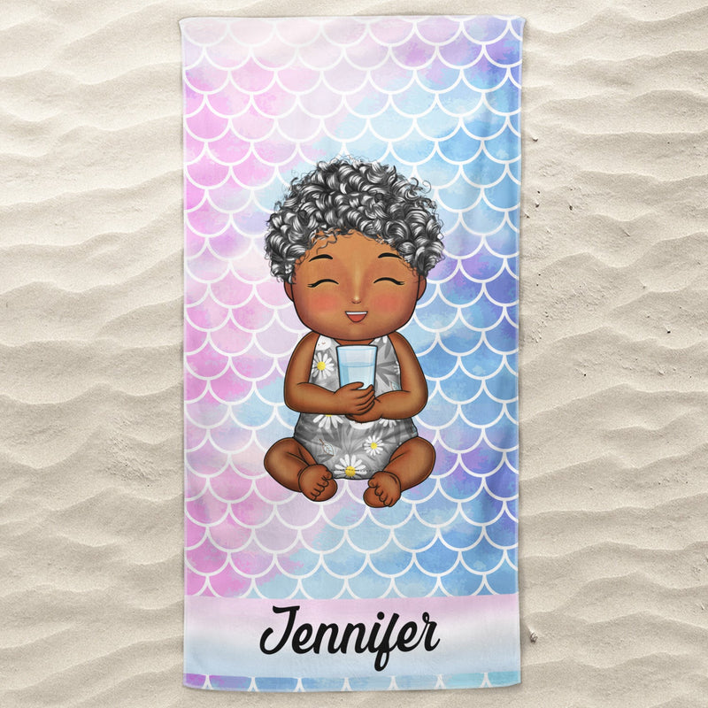 Funny Kids Baby On The Beach - Gift For Children, Grandkids - Personalized Custom Beach Towel
