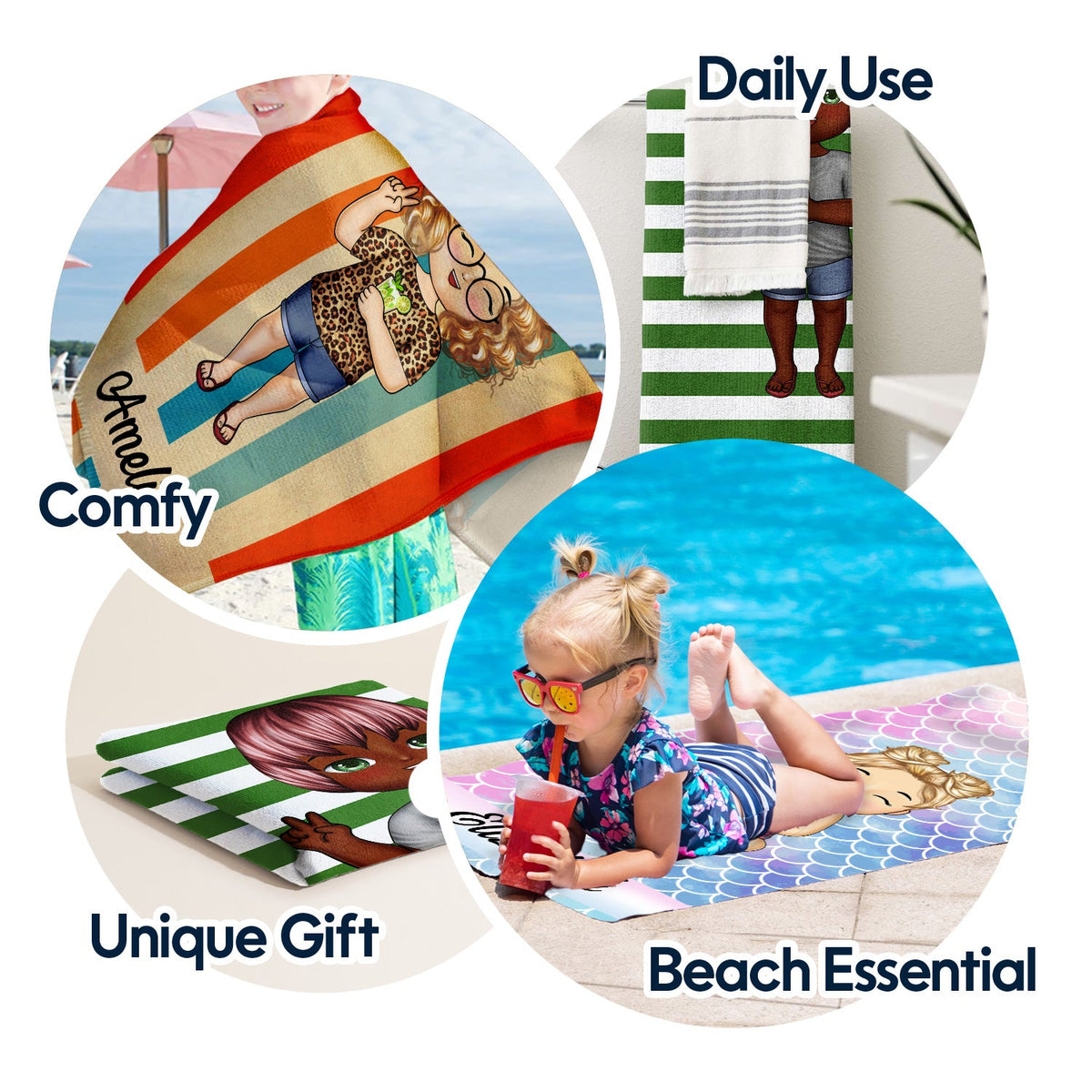 Funny Kids Baby On The Beach - Gift For Children, Grandkids - Personalized Custom Beach Towel
