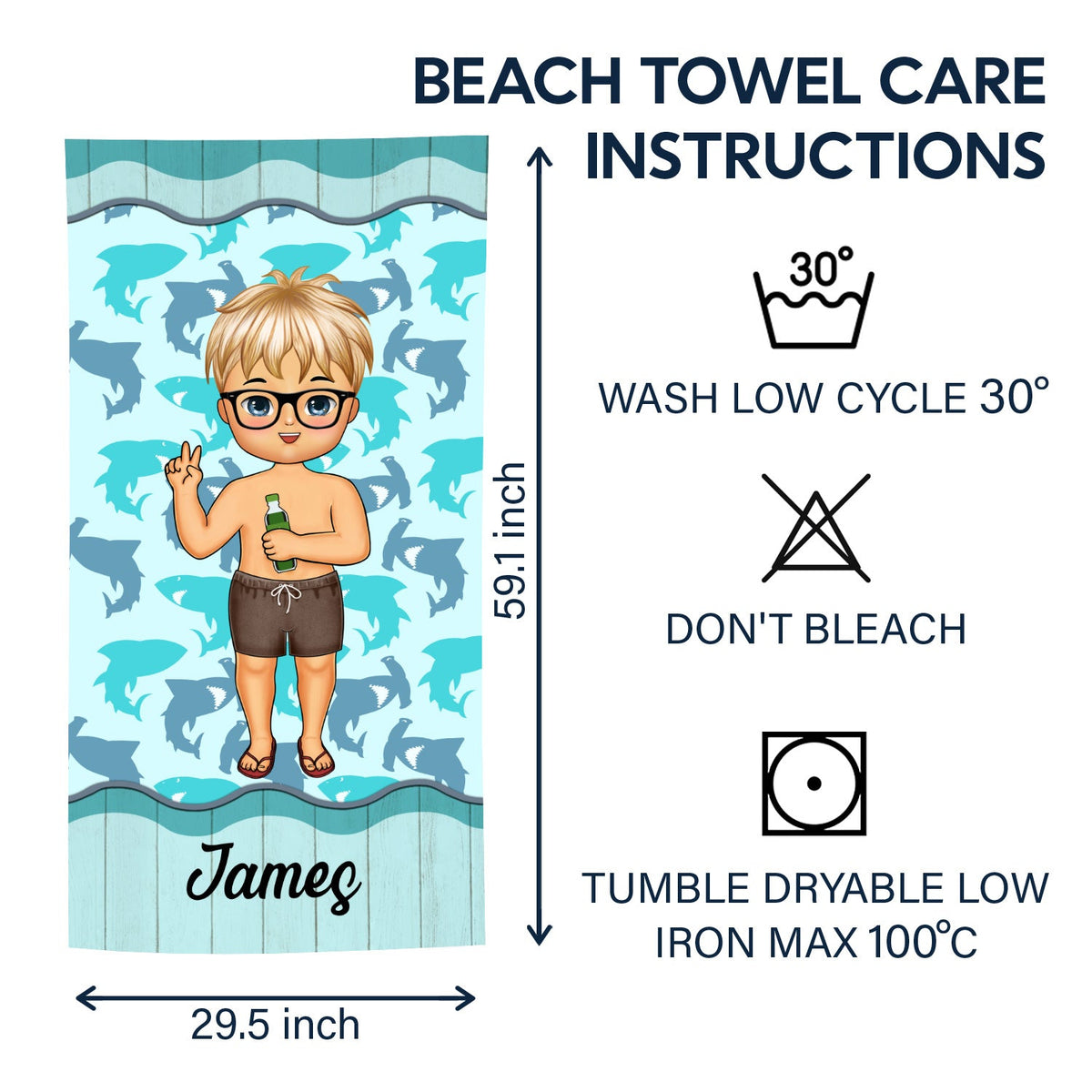 Funny Kids Baby On The Beach - Gift For Children, Grandkids - Personalized Custom Beach Towel