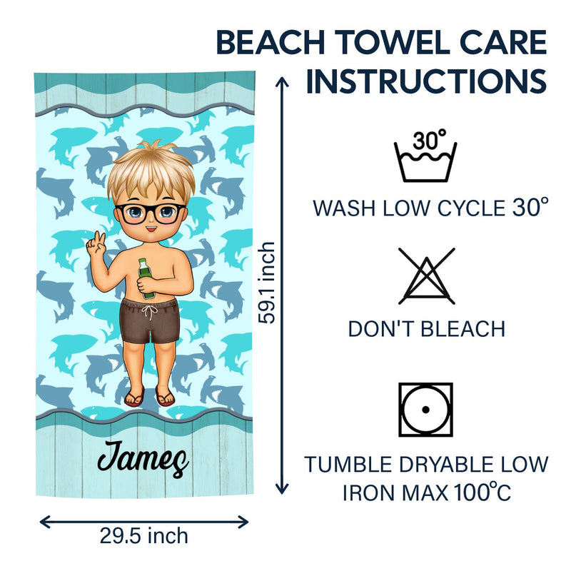 Funny Kids Baby On The Beach - Gift For Children, Grandkids - Personalized Custom Beach Towel