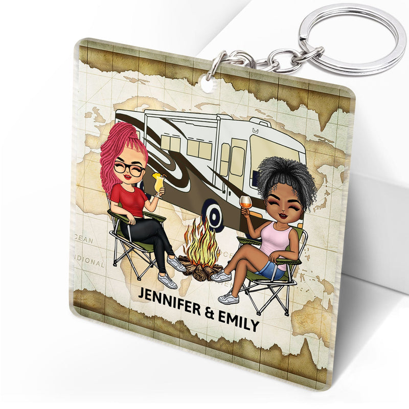Clés du camping-car - Cadeau d'anniversaire, idéal pour les couples, les maris, les femmes et les amateurs de camping - Porte-clés personnalisé en acrylique