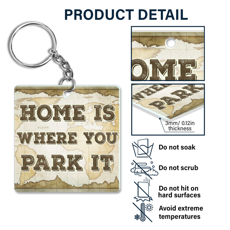 Clés du camping-car - Cadeau d'anniversaire, idéal pour les couples, les maris, les femmes et les amateurs de camping - Porte-clés personnalisé en acrylique