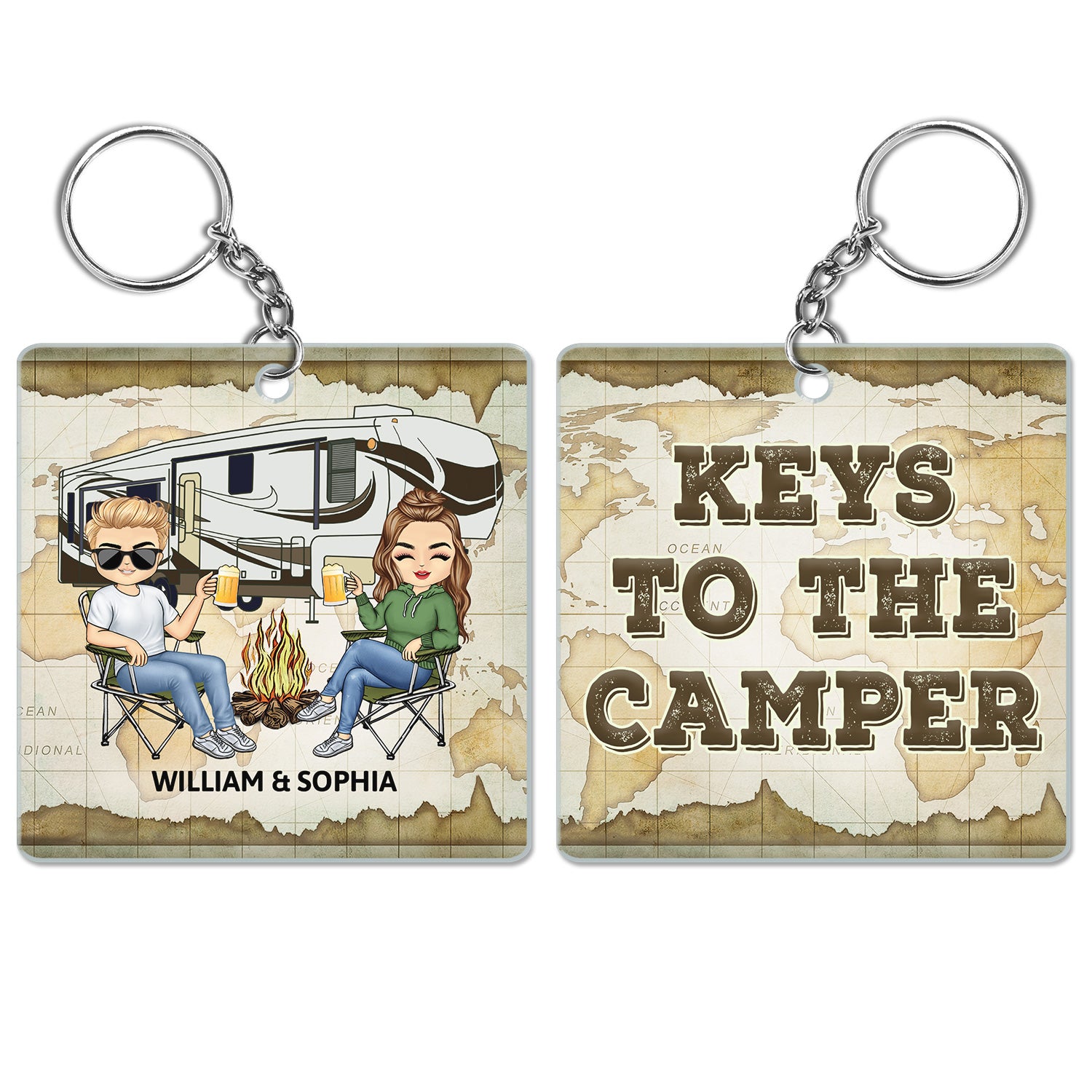 Keys To The Camper - Anniversary, Loving Gifts For Couples, Husband, Wife, Camping Lovers - Personalized Acrylic Keychain