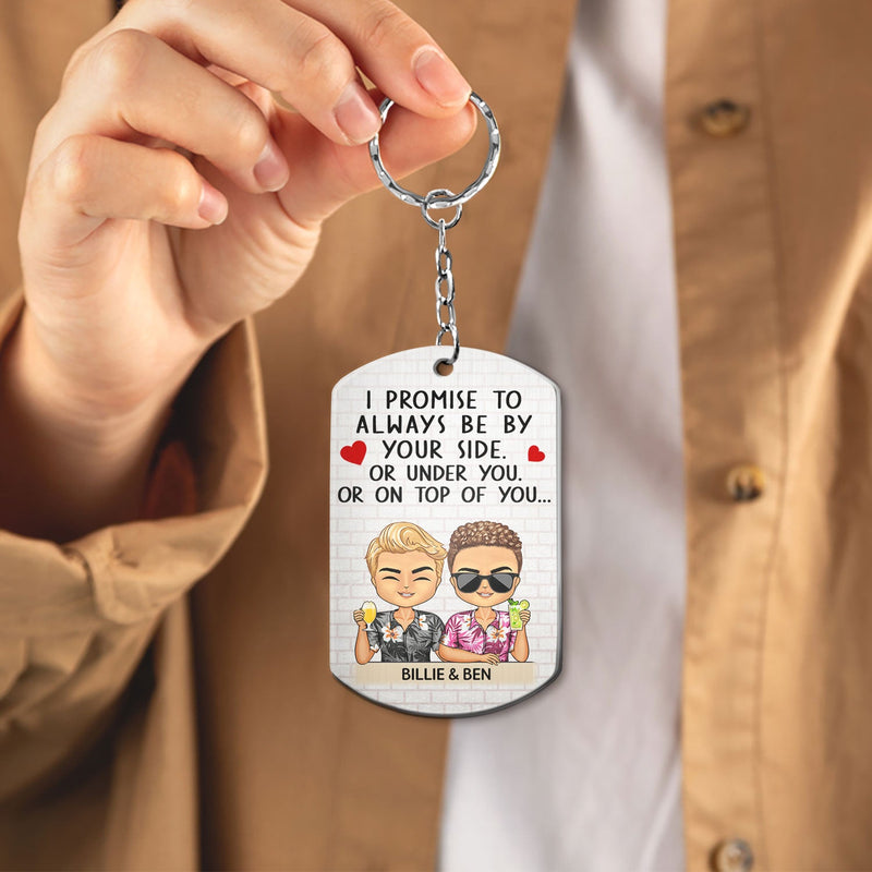I Promise To Always Be By Your Side Chibi - Anniversary, Vacation, Funny Gift For Couples, Family - Personalized Aluminum Keychain