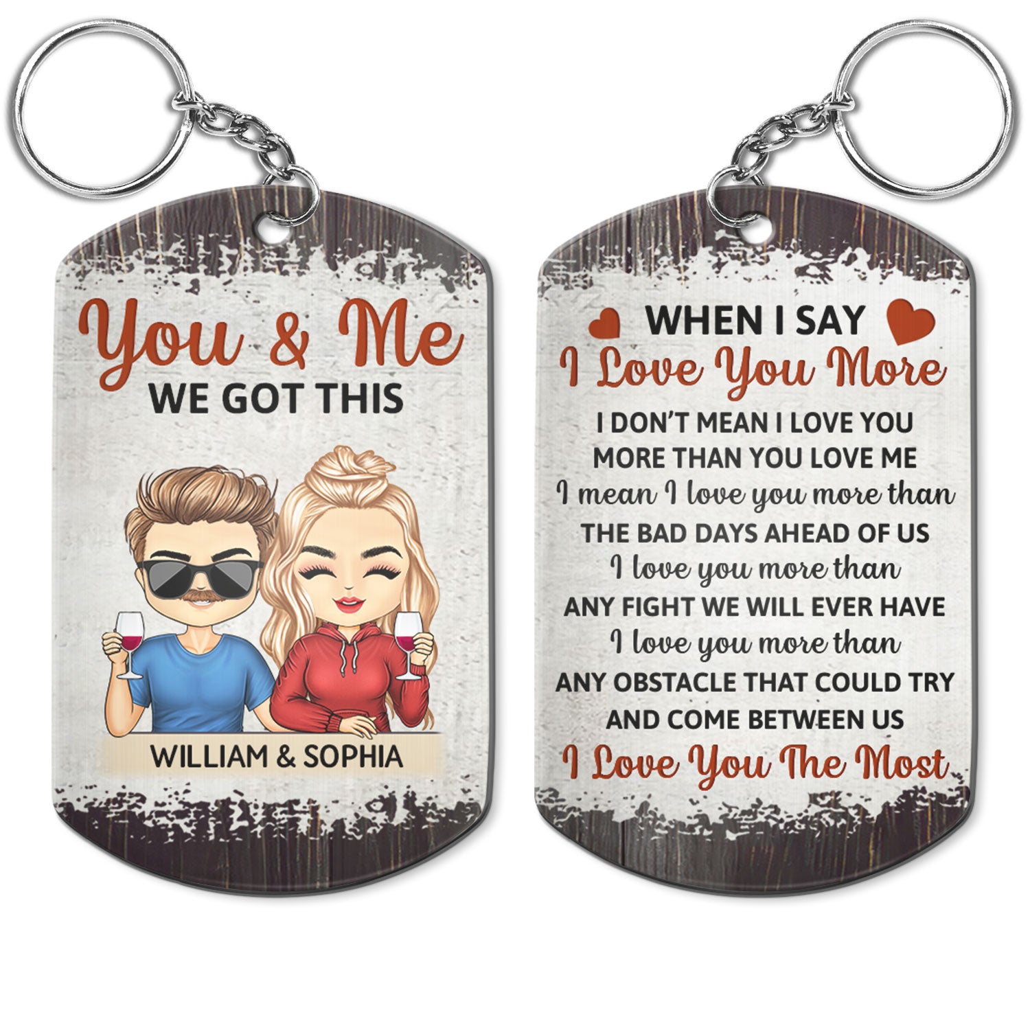When I Say I Love You More Chibi - Anniversary, Vacation, Funny Gift For Couples, Family - Personalized Aluminum Keychain
