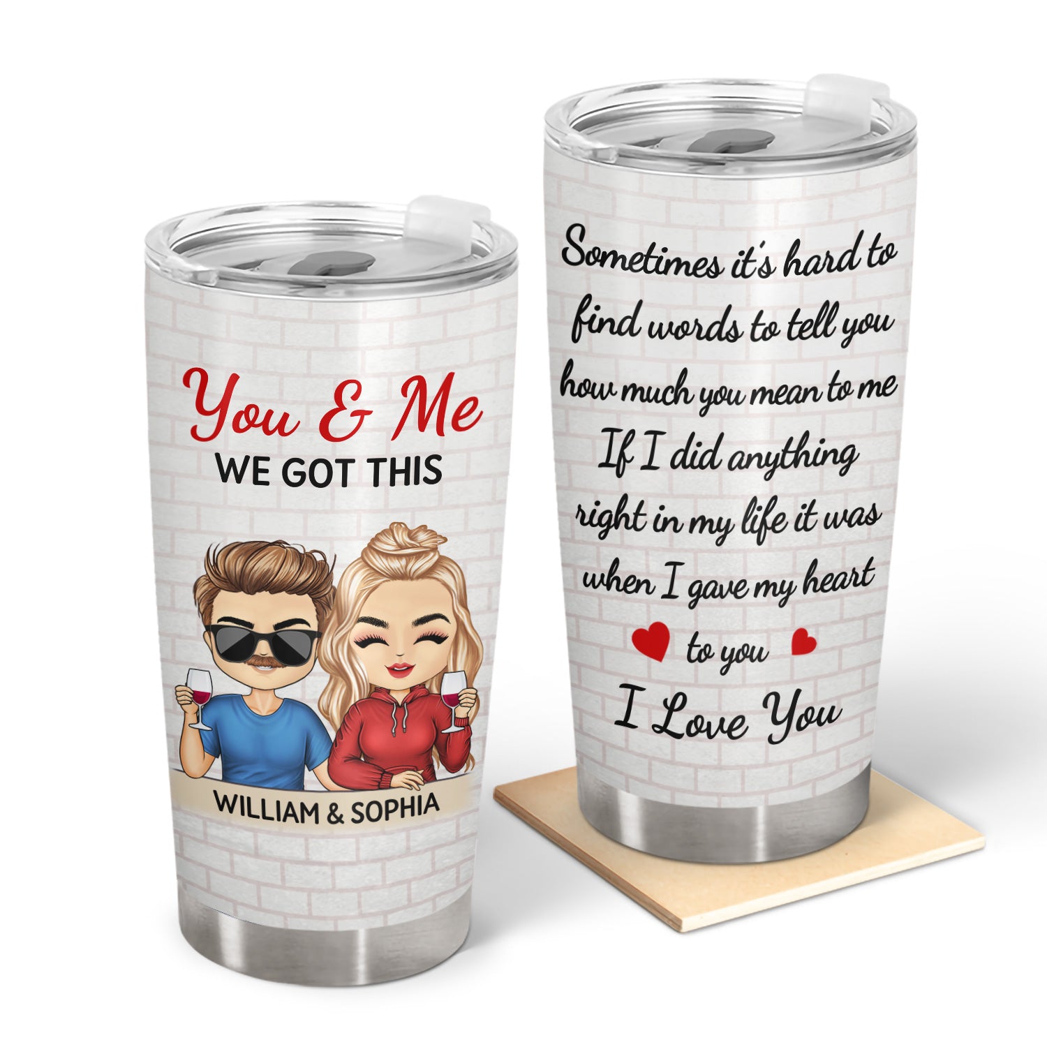Sometimes It's Hard To Find Words Chibi - Anniversary, Vacation, Funny Gift For Couples, Family - Personalized Tumbler