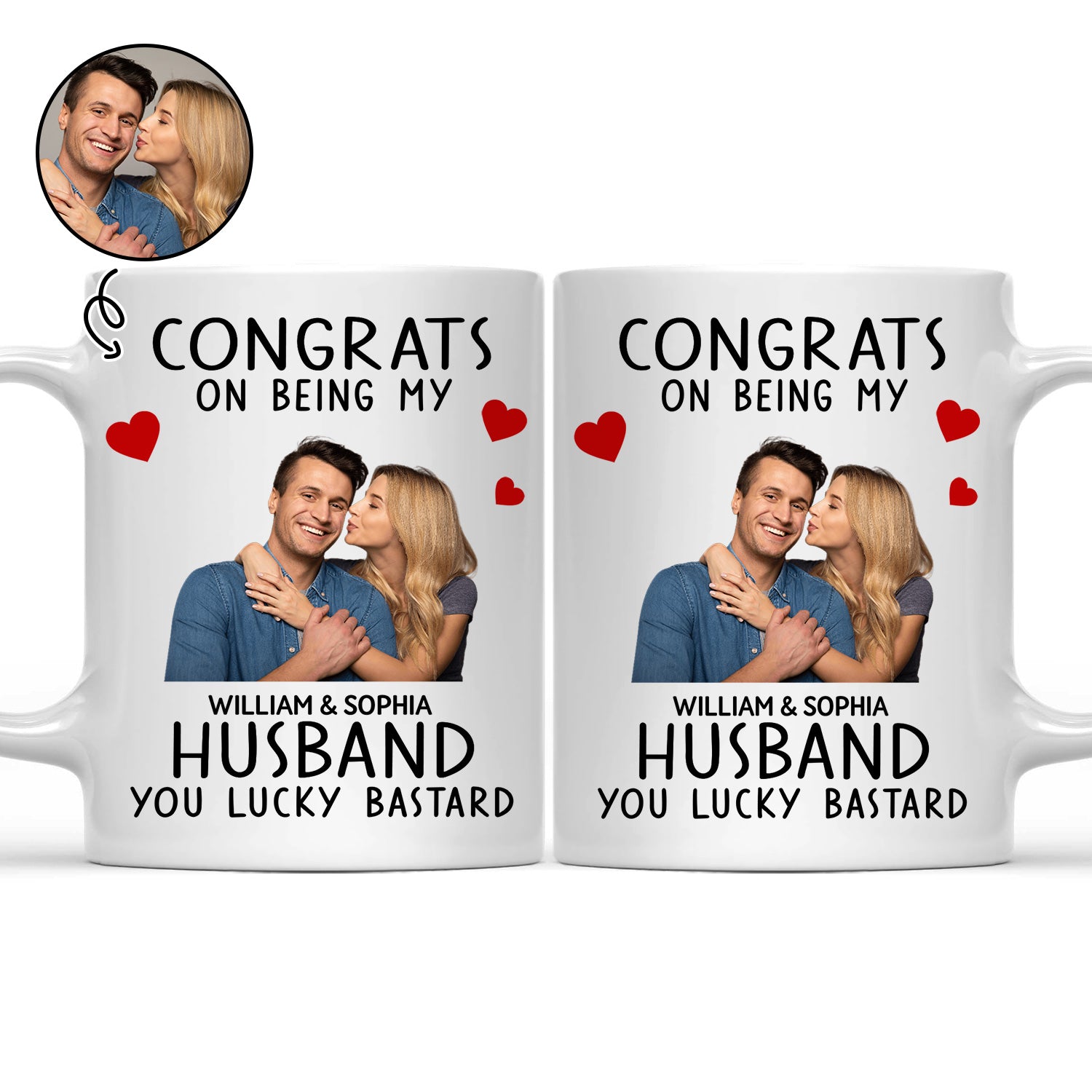 Custom Photo Congrats On Being My Husband - Anniversary, Vacation, Funny Gift For Couples, Family - Personalized Mug