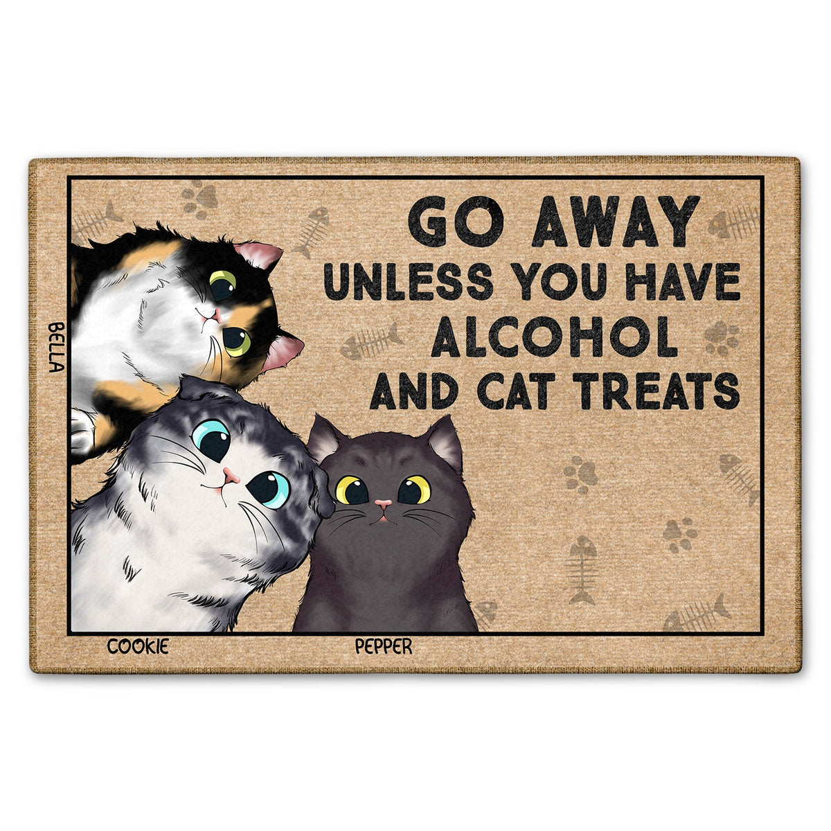 Go Away Unless You Have Alcohol And Cat Treats - Gift For Cat Lovers, Pet Owners - Personalized Doormat