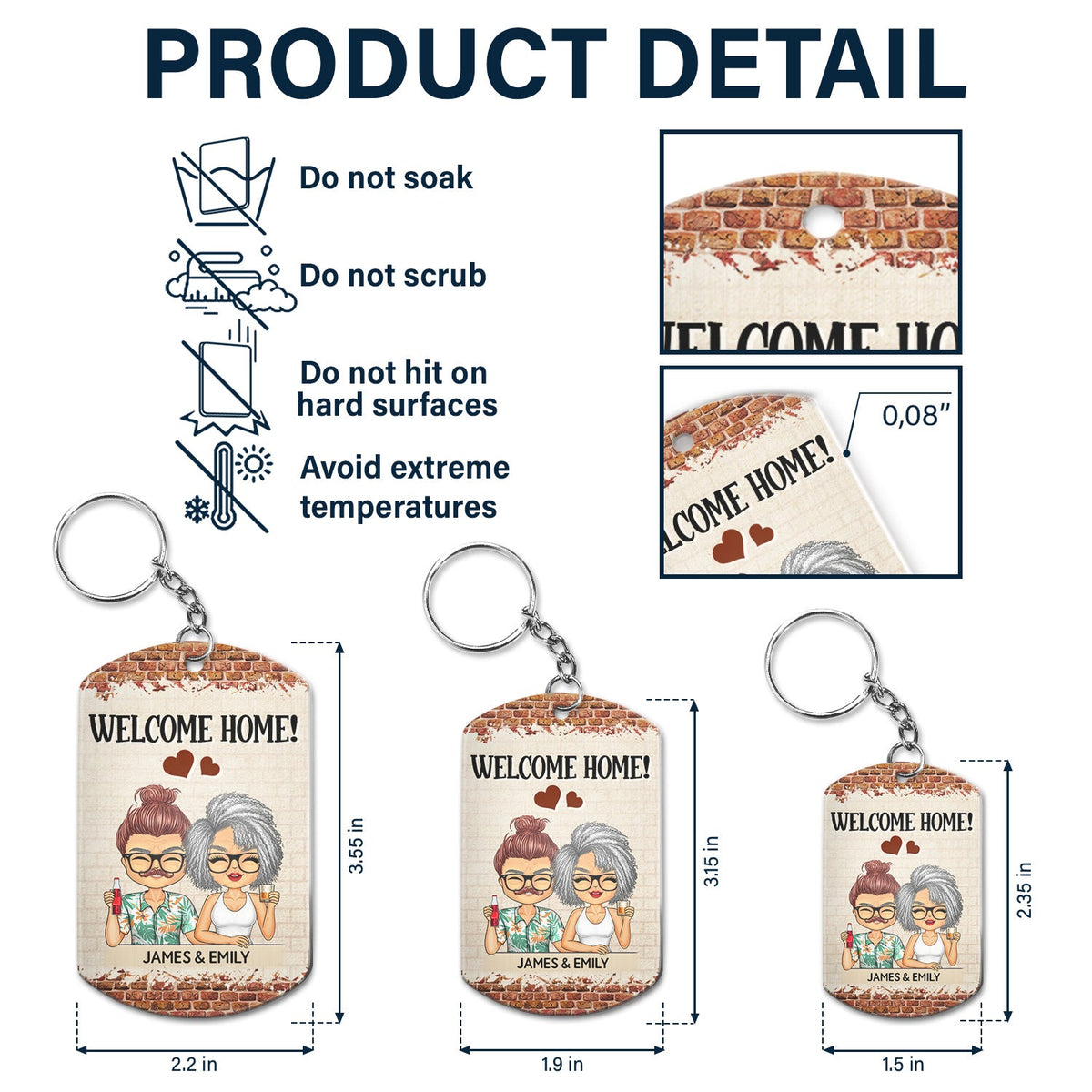 Keys To Our Sweet Home Chibi - Anniversary, Vacation, Funny Gift For Couples, Family - Personalized Aluminum Keychain