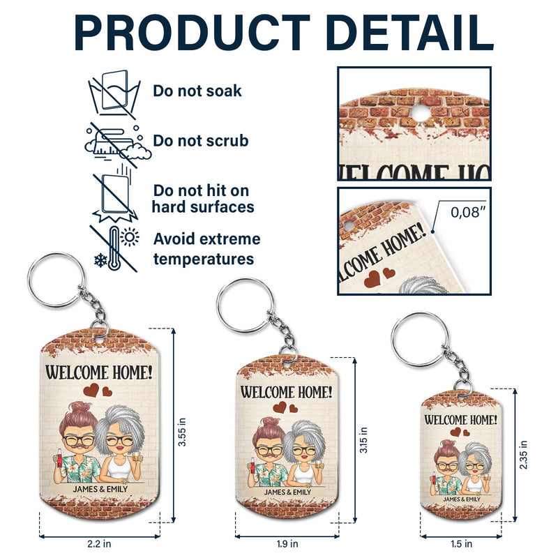 Keys To Our Sweet Home Chibi - Anniversary, Vacation, Funny Gift For Couples, Family - Personalized Aluminum Keychain