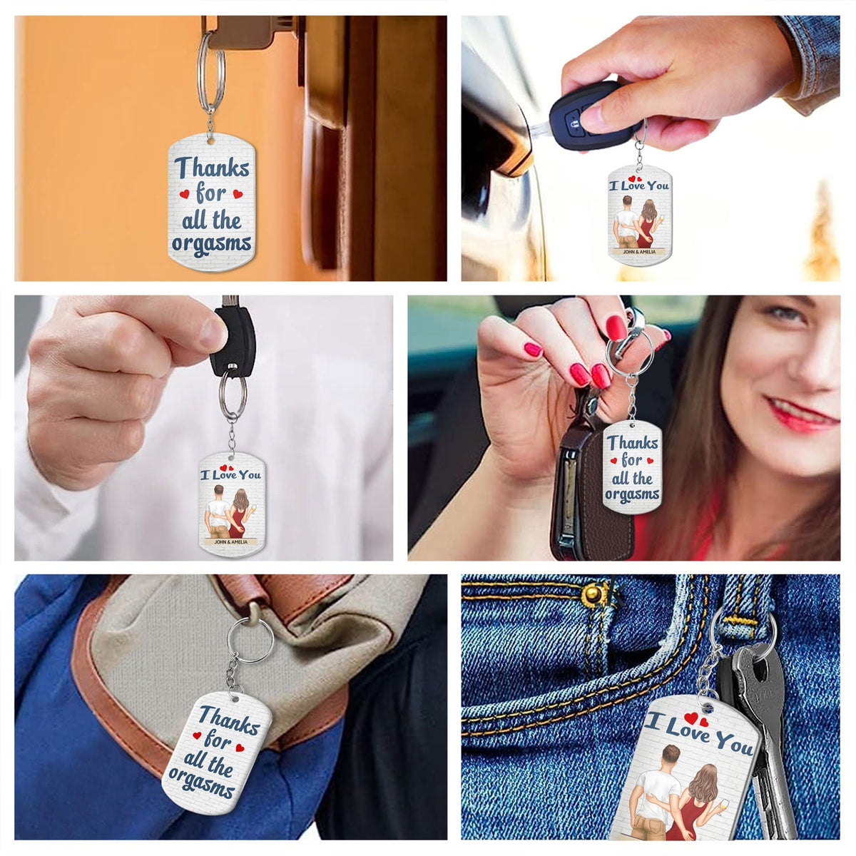Merci pour tous les orgasmes Backside - Anniversaire, cadeau amusant pour couples, famille - Porte-clés en aluminium personnalisé