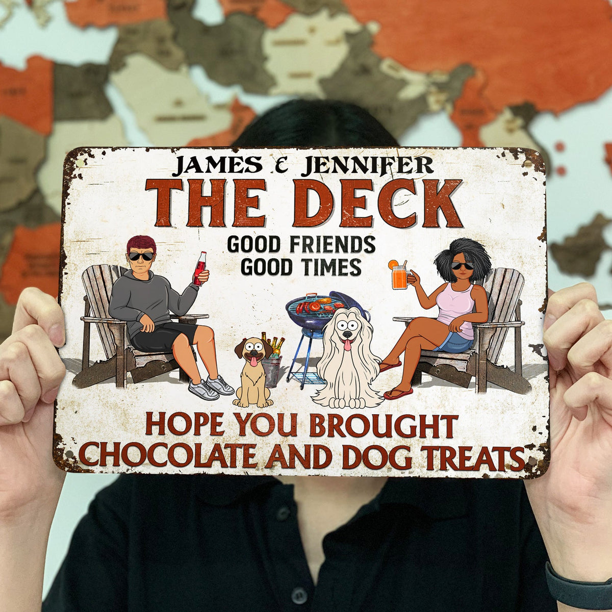 J'espère que vous avez apporté de l'alcool et des friandises pour chiens Couples Drôle de chien de dessin animé - Panneau d'arrière-cour - Panneaux en métal classiques personnalisés