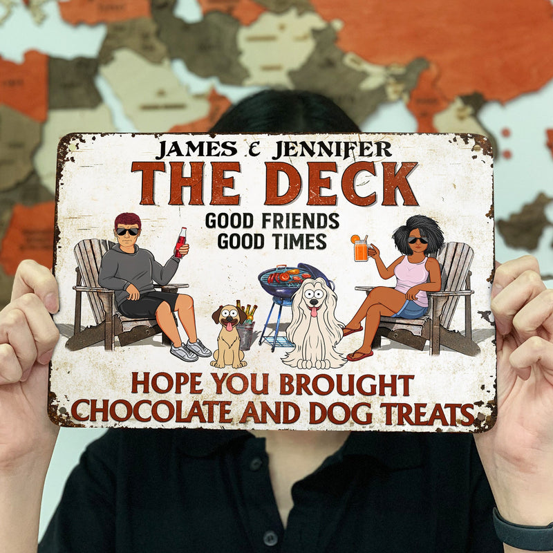 J'espère que vous avez apporté de l'alcool et des friandises pour chiens Couples Drôle de chien de dessin animé - Panneau d'arrière-cour - Panneaux en métal classiques personnalisés