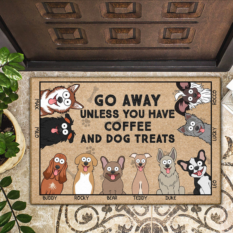 Go Away Unless You Have Alcohol And Dog Treats Funny Cartoon Dog - Gift For Dog Lovers - Personalized Doormat