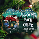 Happy Campers Since - Christmas Gift For Couples, Camping Lovers - Personalized Medallion Wooden Ornament