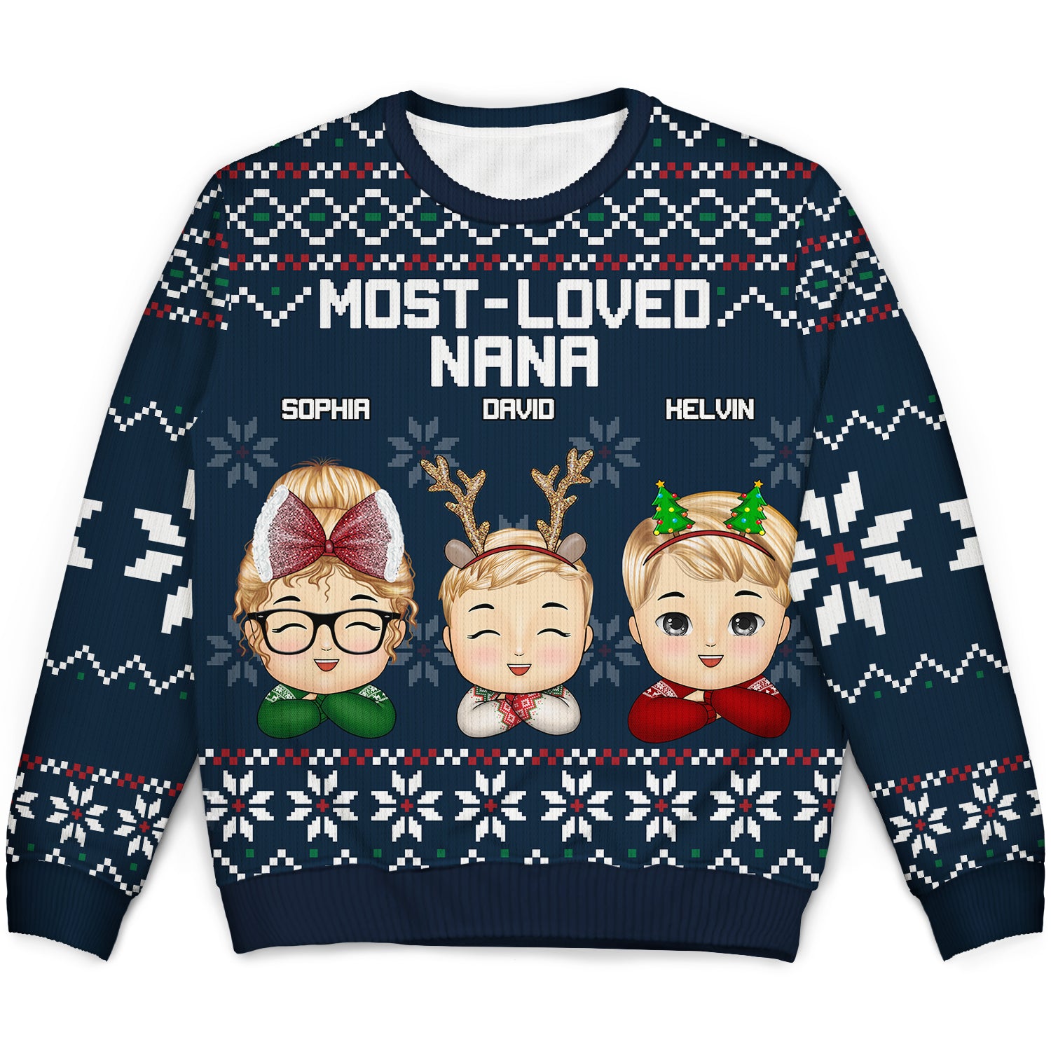 Most Loved Nana - Christmas, Loving Gift For Mom, Mother, Mama, Grandma, Grandmother - Personalized Unisex Ugly Sweater