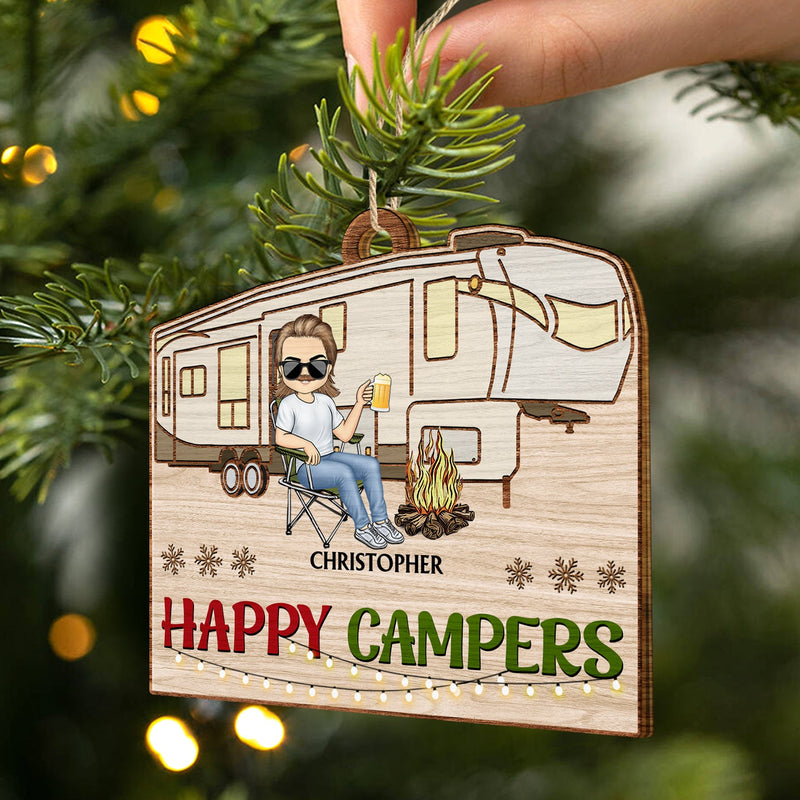 Home Is Where We Park It - Christmas Gifts For Couples, Camping Lovers - Personalized Custom Shaped Wooden Ornament