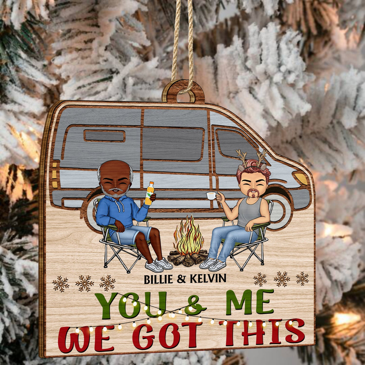 Home Is Where We Park It - Christmas Gifts For Couples, Camping Lovers - Personalized Custom Shaped Wooden Ornament