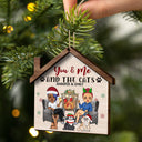 You & Me And The Dogs The Cats - Christmas Gifts For Couples, Husband, Wife - Personalized 2-Layered Wooden Ornament
