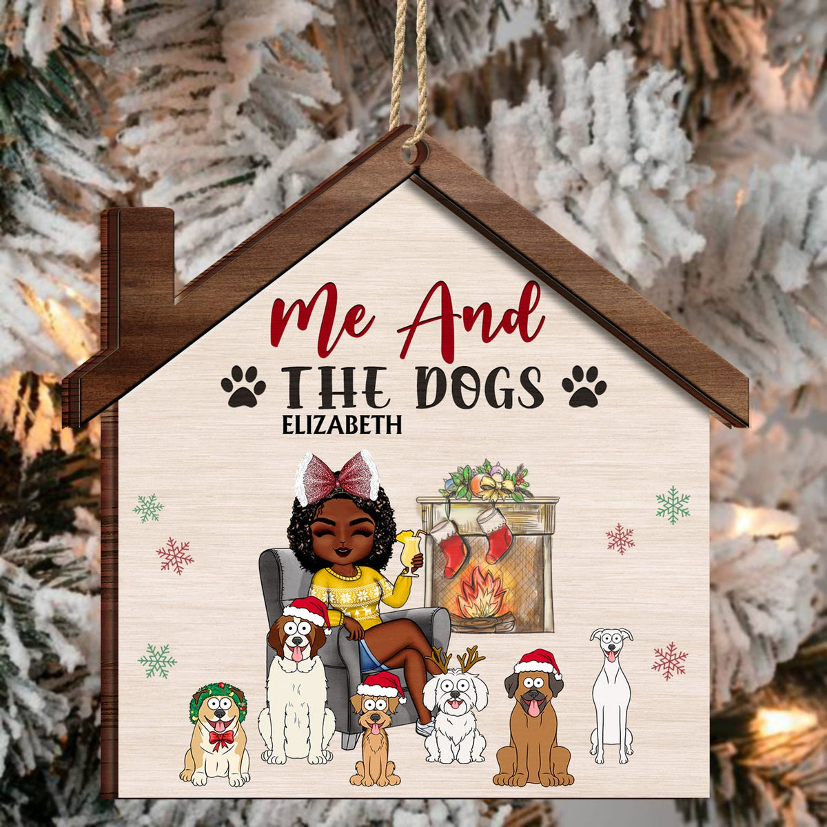 You & Me And The Dogs The Cats - Christmas Gifts For Couples, Husband, Wife - Personalized 2-Layered Wooden Ornament