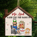 You & Me And The Dogs The Cats - Christmas Gifts For Couples, Husband, Wife - Personalized 2-Layered Wooden Ornament