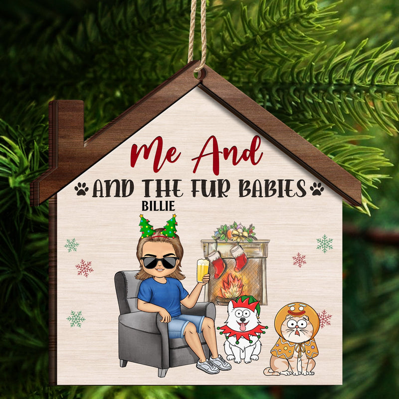 You & Me And The Dogs The Cats - Christmas Gifts For Couples, Husband, Wife - Personalized 2-Layered Wooden Ornament
