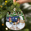 Happy Campers - Christmas Gifts For Couples, Camping Lovers - Personalized Wooden Cutout Ornament