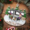 Happy Campers - Christmas Gifts For Couples, Camping Lovers - Personalized Wooden Cutout Ornament