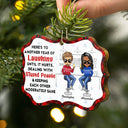 Here's To Another Year Of Laughing Until It Hurts - Christmas Gifts For Besties, Friends - Personalized Medallion Wooden Ornament