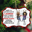 Here's To Another Year Of Laughing Until It Hurts - Christmas Gifts For Besties, Friends - Personalized Medallion Wooden Ornament