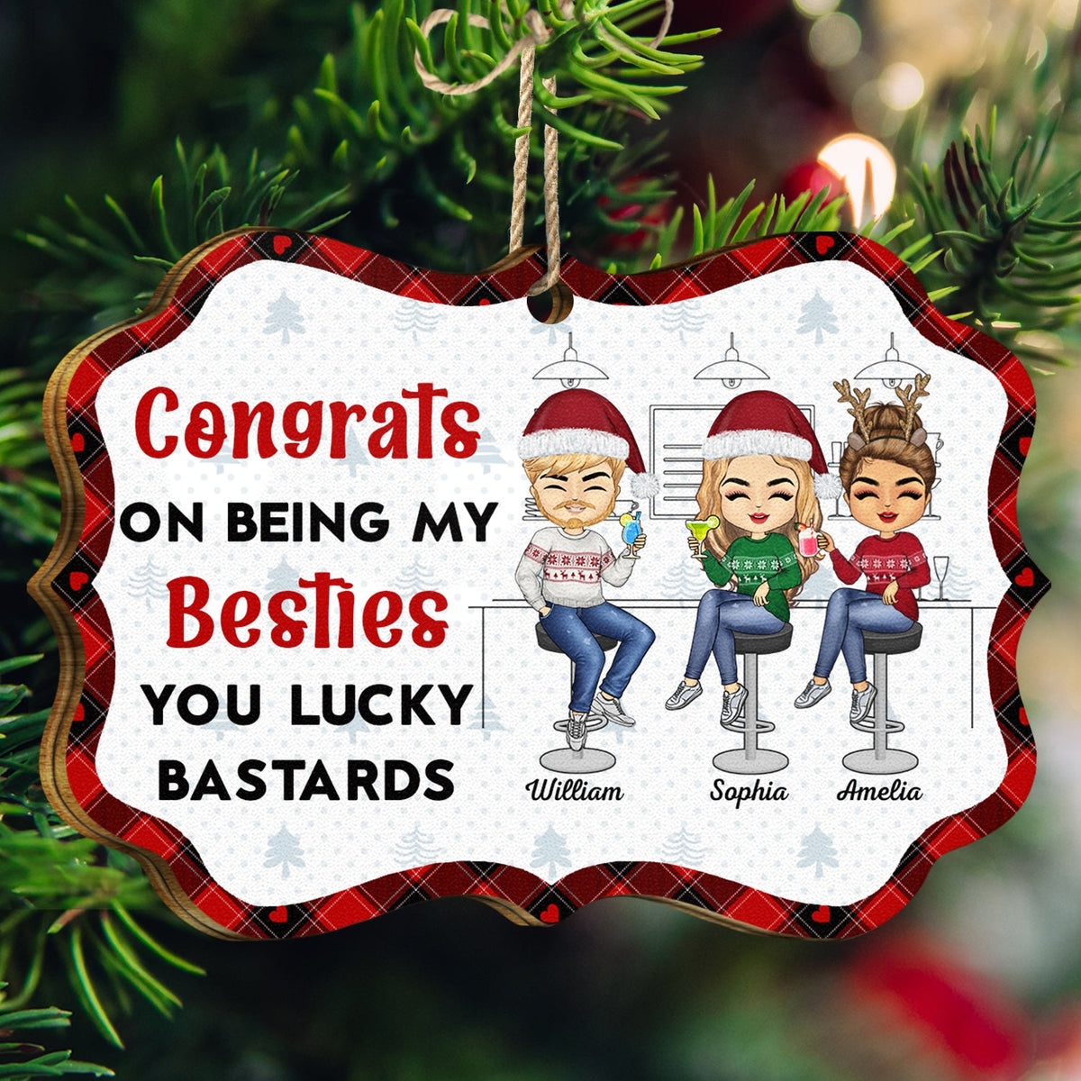 Félicitations pour être devenu mon meilleur ami ! Cadeaux de Noël pour les meilleurs amis ! Décoration en bois avec médaillon personnalisé