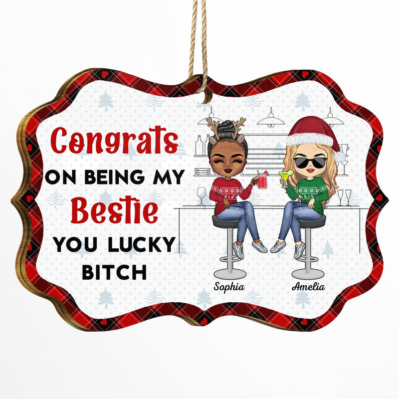 Félicitations pour être devenu mon meilleur ami ! Cadeaux de Noël pour les meilleurs amis ! Décoration en bois avec médaillon personnalisé