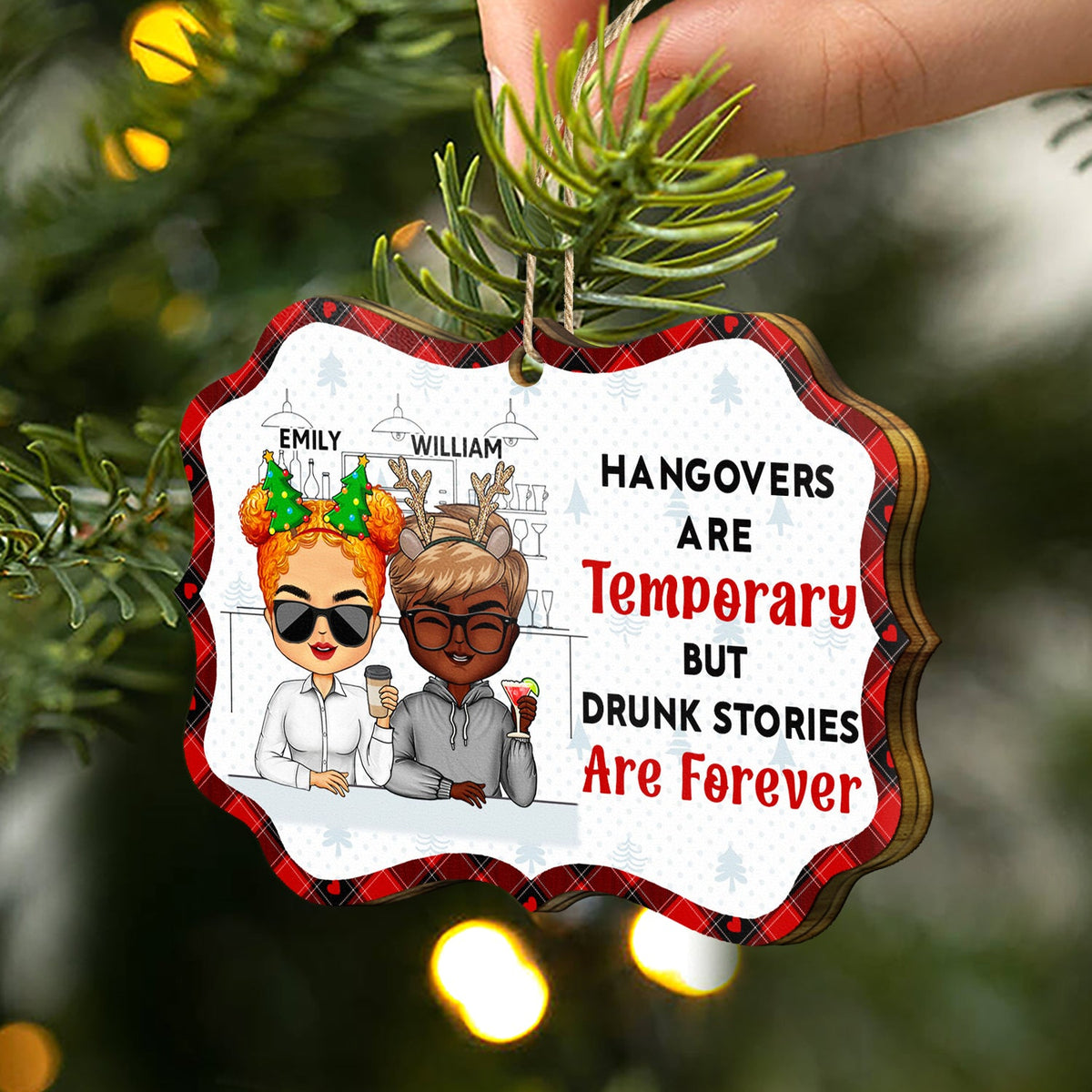 Voici une autre année de liens autour de l'alcool - Cadeaux de Noël pour les meilleurs amis, les meilleures amies - Décoration en bois médaillon personnalisée