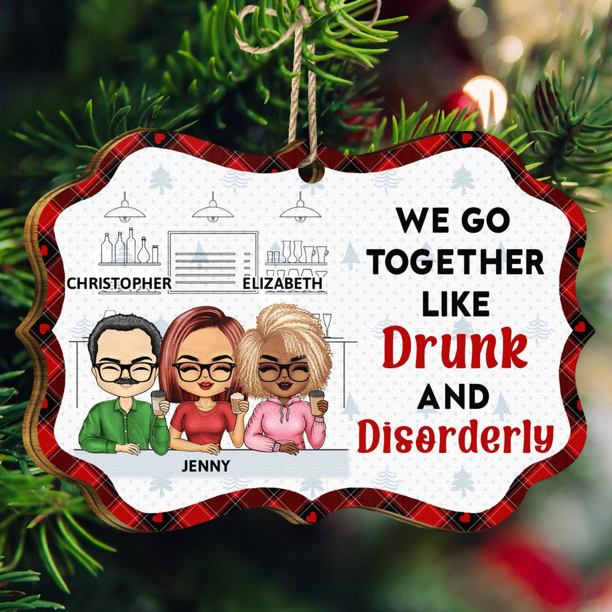 Voici une autre année de liens autour de l'alcool - Cadeaux de Noël pour les meilleurs amis, les meilleures amies - Décoration en bois médaillon personnalisée