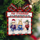 Our Friendship Is A True Blessing Cartoon - Christmas Gifts For Besties, Best Friends - Personalized Custom Shaped Wooden Ornament