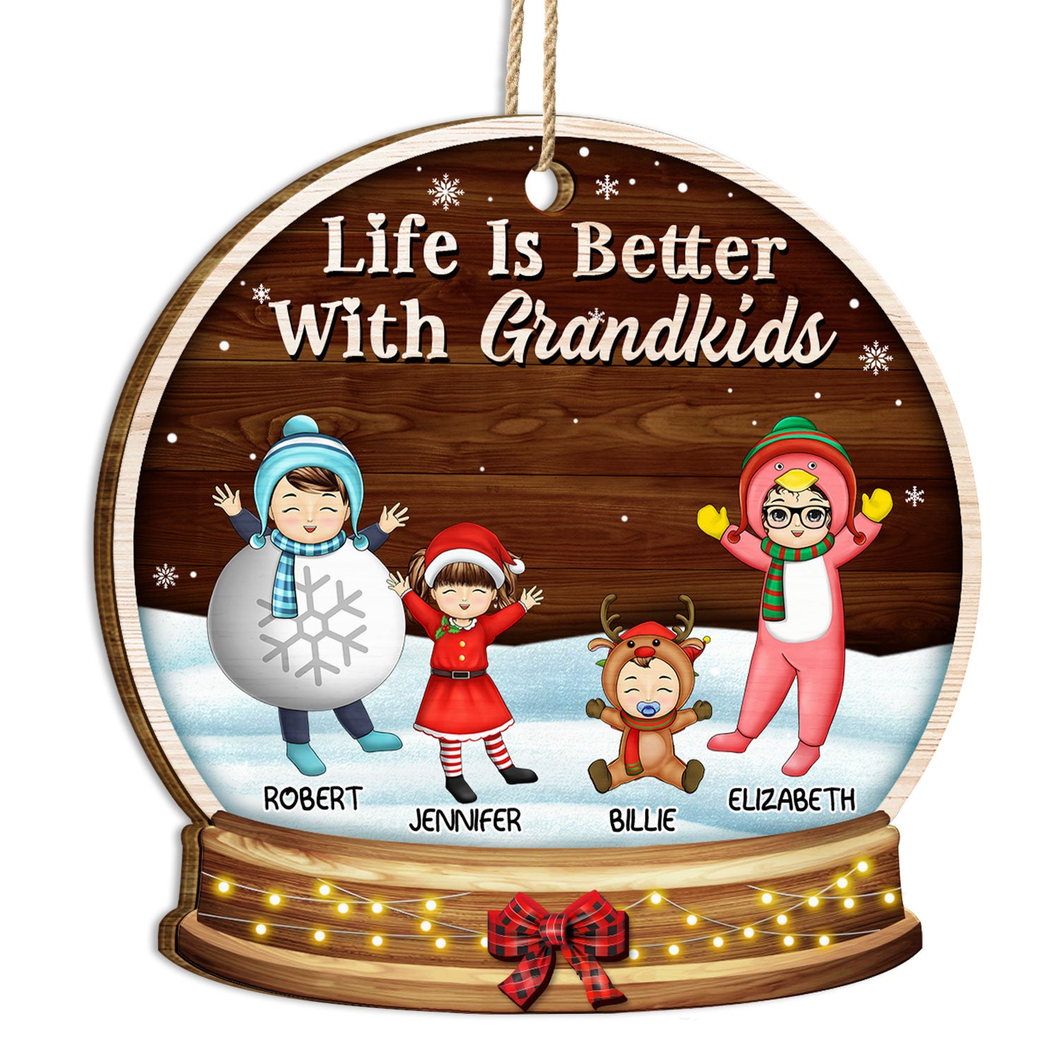 Life Is Better With Grandkids Cosplay - Christmas, Loving Gift For Grandpa, Grandma, Grandparents - Personalized Custom Shaped Wooden Ornament