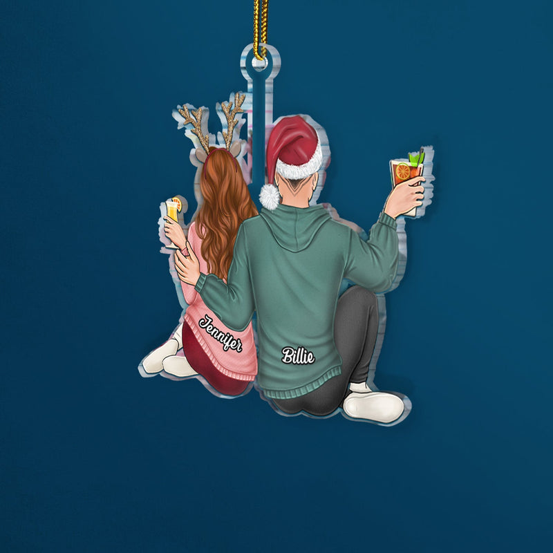 Couple Hugging - Christmas Gift For Couples, Husband, Wife - Personalized Cutout Acrylic Ornament