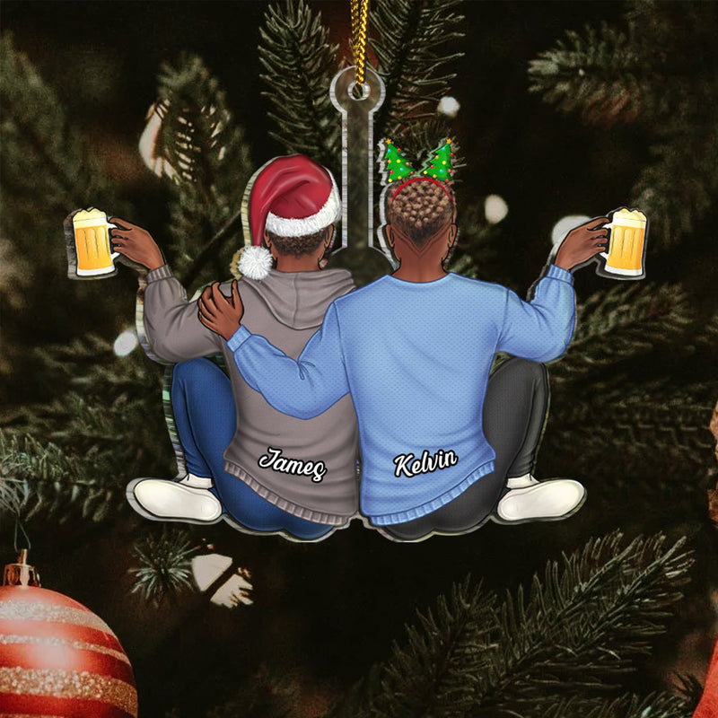 Couple Hugging - Christmas Gift For Couples, Husband, Wife - Personalized Cutout Acrylic Ornament