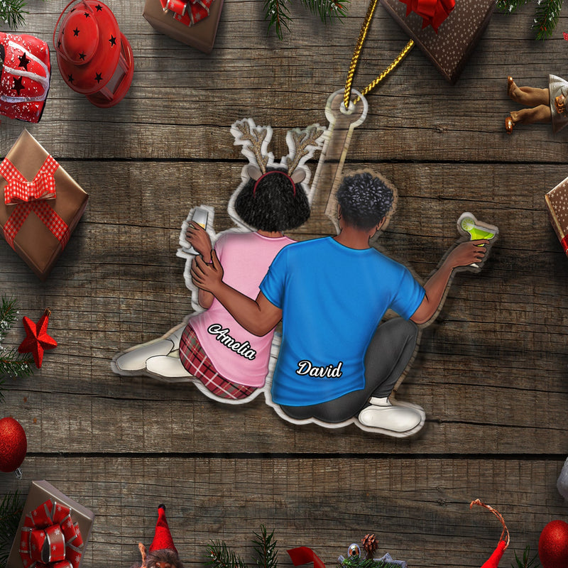 Couple Hugging - Christmas Gift For Couples, Husband, Wife - Personalized Cutout Acrylic Ornament