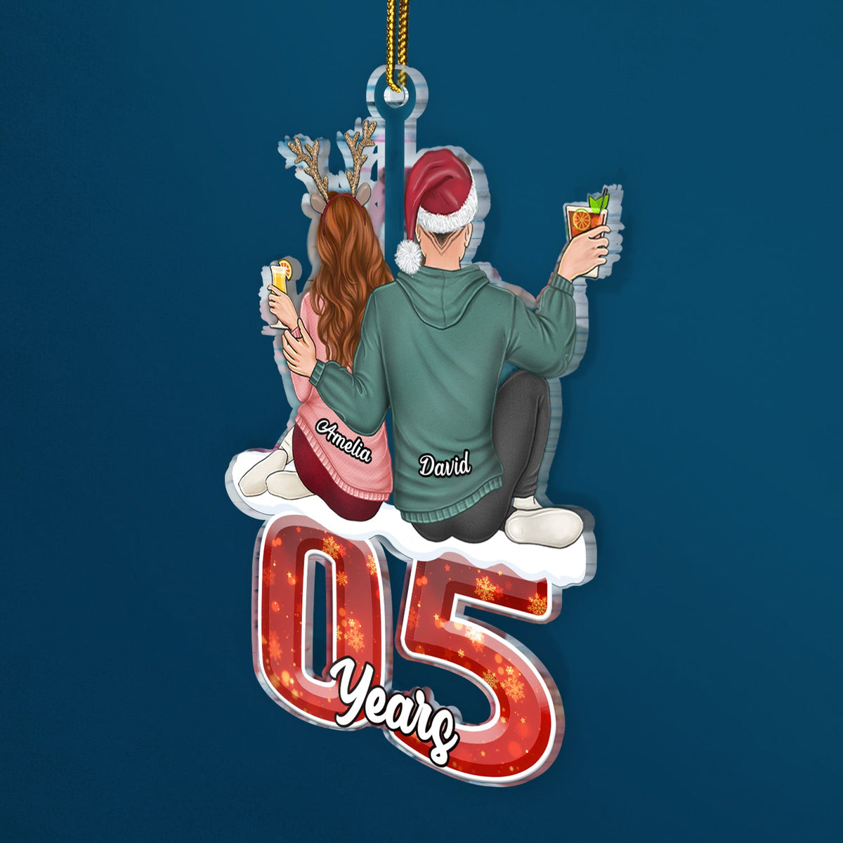 Couple Hugging Years Together - Anniversary, Christmas Gift For Couples, Husband, Wife - Personalized Cutout Acrylic Ornament