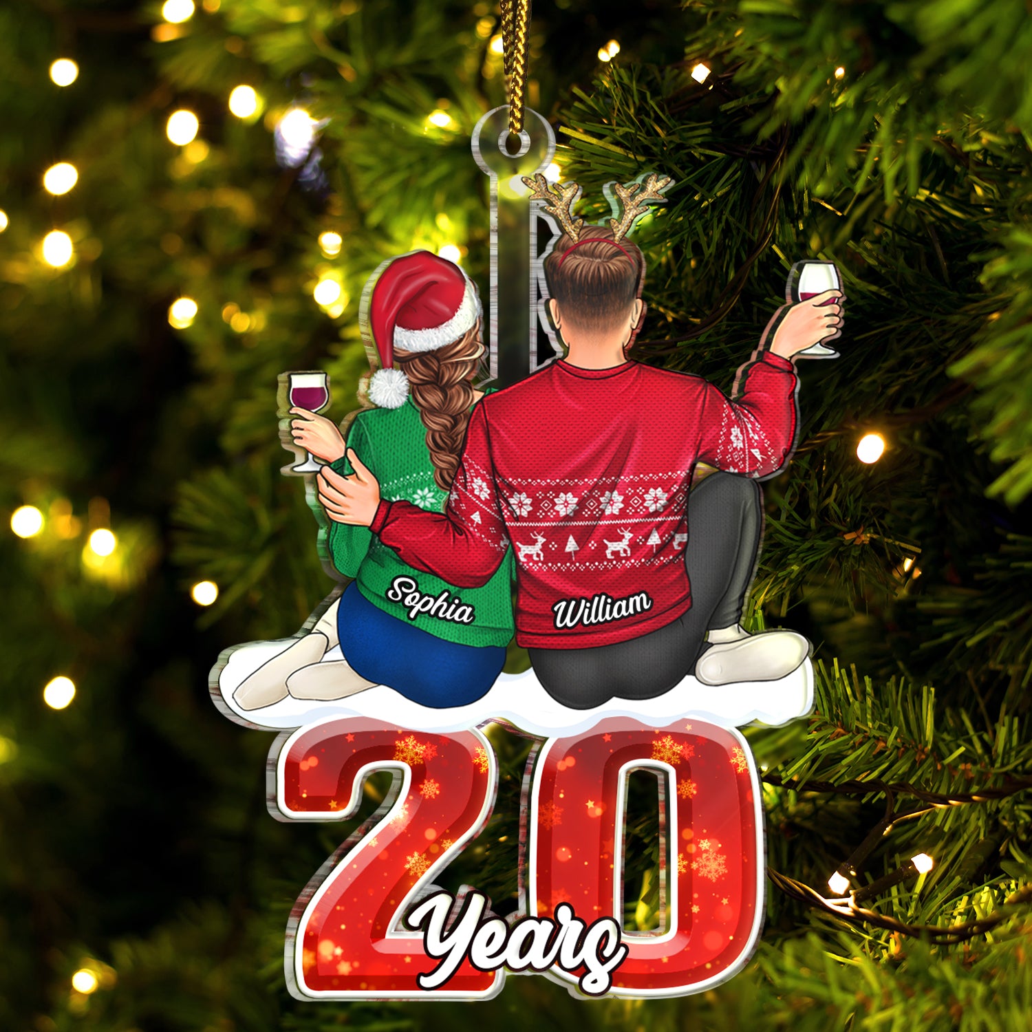 Couple Hugging Years Together - Anniversary, Christmas Gift For Couples, Husband, Wife - Personalized Cutout Acrylic Ornament