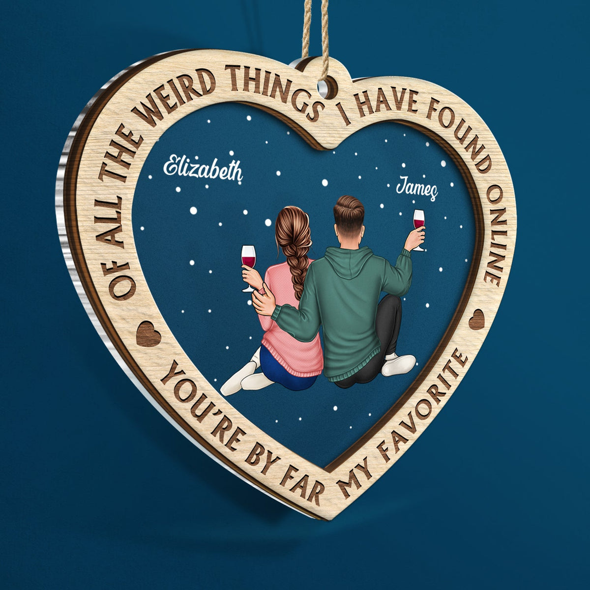 De toutes les choses étranges - Cadeau de Noël pour couples, mari, femme - Décoration mixte personnalisée à 2 couches