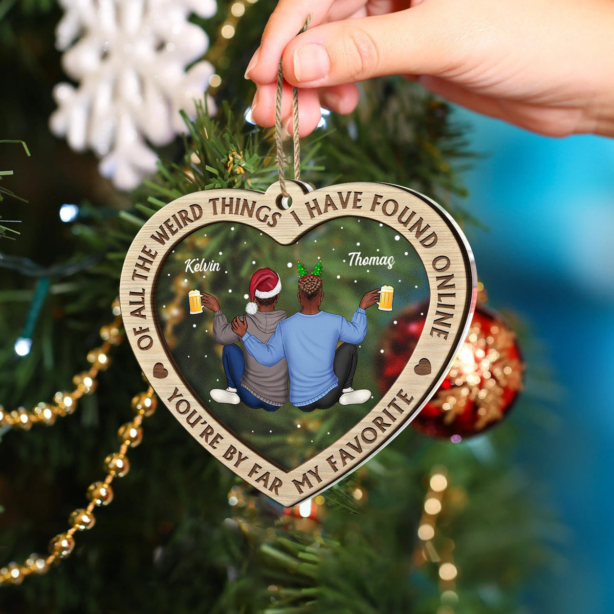De toutes les choses étranges - Cadeau de Noël pour couples, mari, femme - Décoration mixte personnalisée à 2 couches