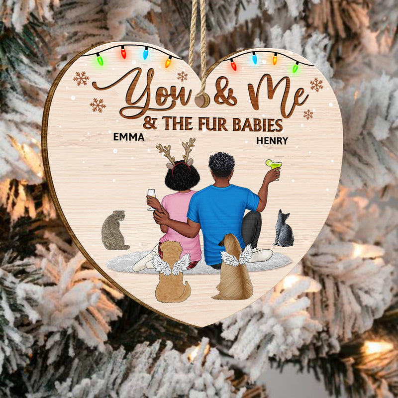 You And Me And The Dogs - Christmas Gift For Couples, Dog Lovers, Cat Lovers, Pet Lovers - Personalized Custom Shaped Wooden Ornament