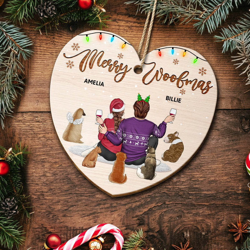 You And Me And The Dogs - Christmas Gift For Couples, Dog Lovers, Cat Lovers, Pet Lovers - Personalized Custom Shaped Wooden Ornament