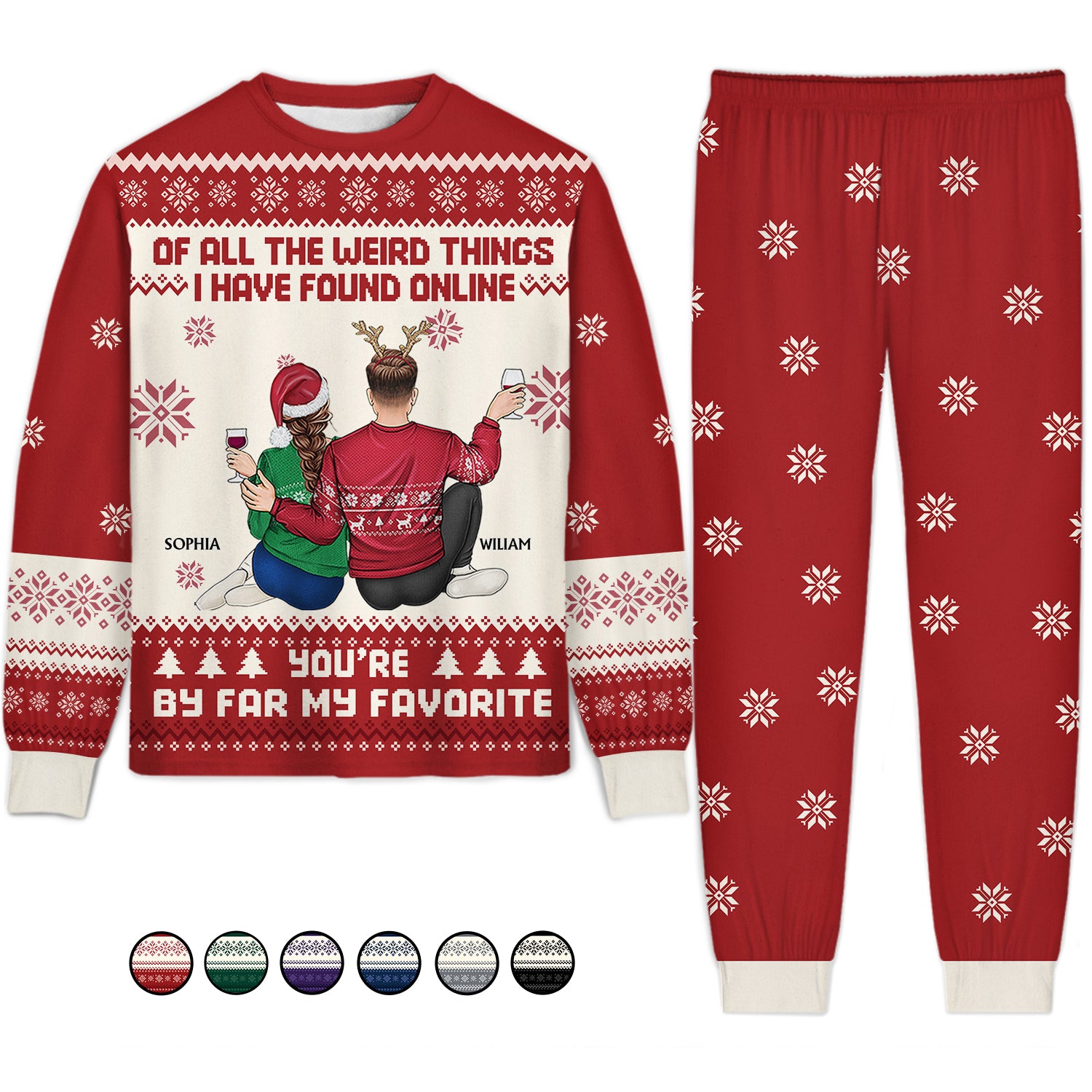 Of All The Weird Things - Christmas Gift For Couples, Husband, Wife - Personalized Unisex Pajamas Set