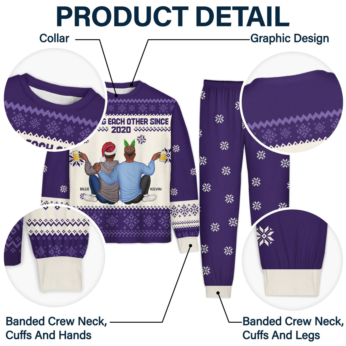 Ensemble depuis - Cadeau de Noël pour couples, mari, femme - Ensemble pyjama unisexe personnalisé